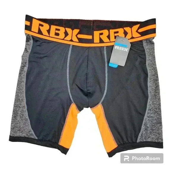 RBX Boxer Briefs black/ orange 9" inseam NWT Medium, Large or XL - Picture 1 of 6